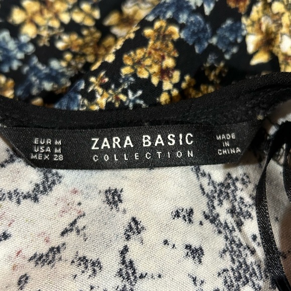 Zara Basic Collection Floral Bell Sleeve Mini Tunic Dress - Picture 8 of 8